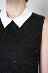 Nº21 Bead Embellished Bouclé Dress with Detachable COllar in Black Vancouver. Shop Online or in Store.