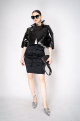 Nº21 Cropped Double Breasted Faux Patent Leather Jacket in Black Vancouver. Shop Online or in Store
