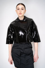 Nº21 Cropped Double Breasted Faux Patent Leather Jacket in Black Vancouver. Shop Online or in Store