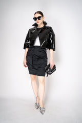 Nº21 Cropped Double Breasted Faux Patent Leather Jacket in Black Vancouver. Shop Online or in Store
