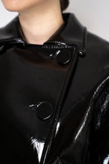 Nº21 Cropped Double Breasted Faux Patent Leather Jacket in Black Vancouver. Shop Online or in Store