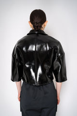 Nº21 Cropped Double Breasted Faux Patent Leather Jacket in Black Vancouver. Shop Online or in Store
