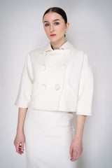 Nº21 Cropped Double Breasted Viscose Blend Canvas Jacket in Off-White Vancouver. Shop Online or in Store
