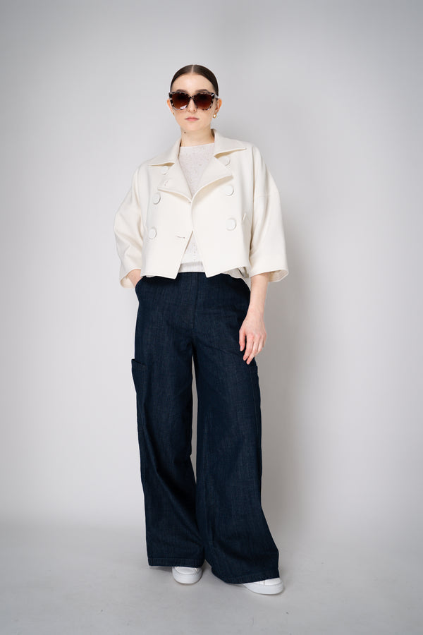 Nº21 Cropped Double Breasted Viscose Blend Canvas Jacket in Off-White Vancouver. Shop Online or in Store