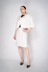 Nº21 Cropped Double Breasted Viscose Blend Canvas Jacket in Off-White Vancouver. Shop Online or in Store