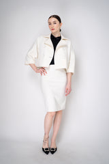 Nº21 Cropped Double Breasted Viscose Blend Canvas Jacket in Off-White Vancouver. Shop Online or in Store