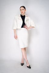 Nº21 Cropped Double Breasted Viscose Blend Canvas Jacket in Off-White Vancouver. Shop Online or in Store