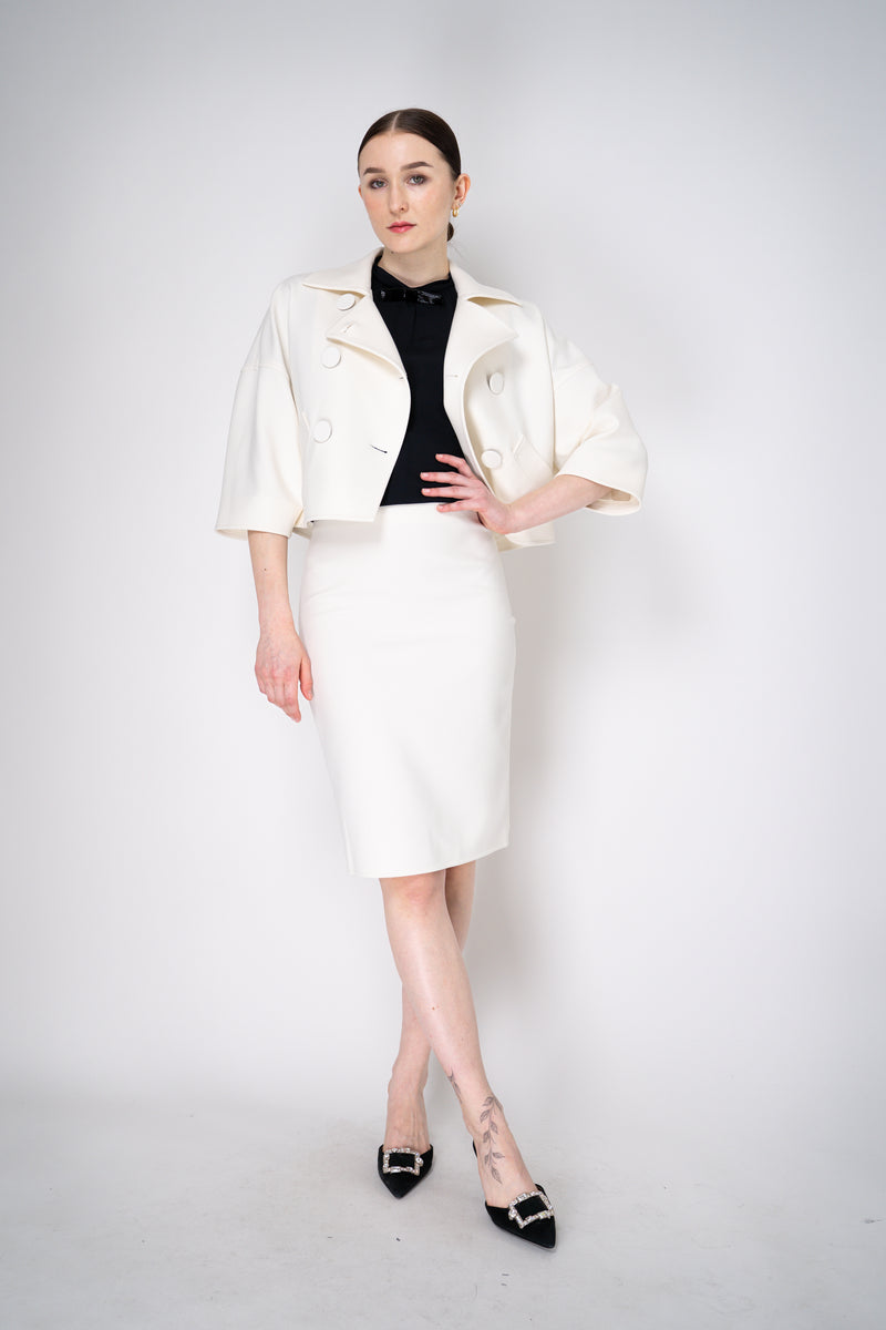 Nº21 Cropped Double Breasted Viscose Blend Canvas Jacket in Off-White Vancouver. Shop Online or in Store