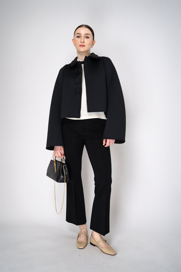 Nº21 Cropped Single Breasted Scuba Jacket in Black Vancouver. Shop Online or in Store