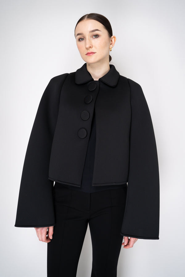 Nº21 Cropped Single Breasted Scuba Jacket in Black Vancouver. Shop Online or in Store
