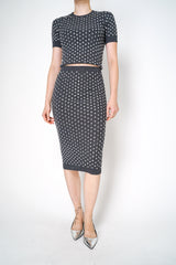 Nº21 Crystal Embellished Knit Midi Skirt in Grey Vancouver. Shop Online or in Store.