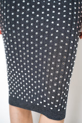 Nº21 Crystal Embellished Knit Midi Skirt in Grey Vancouver. Shop Online or in Store.