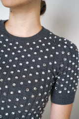 Nº21 Crystal Embellished Knit Top in Grey Vancouver. Shop Online or in Store.