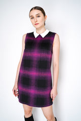 Nº21 Fuzzy Flannel Checked Dress with Detachable Collar in Black and Magenta Vancouver. Shop Online or in Store.