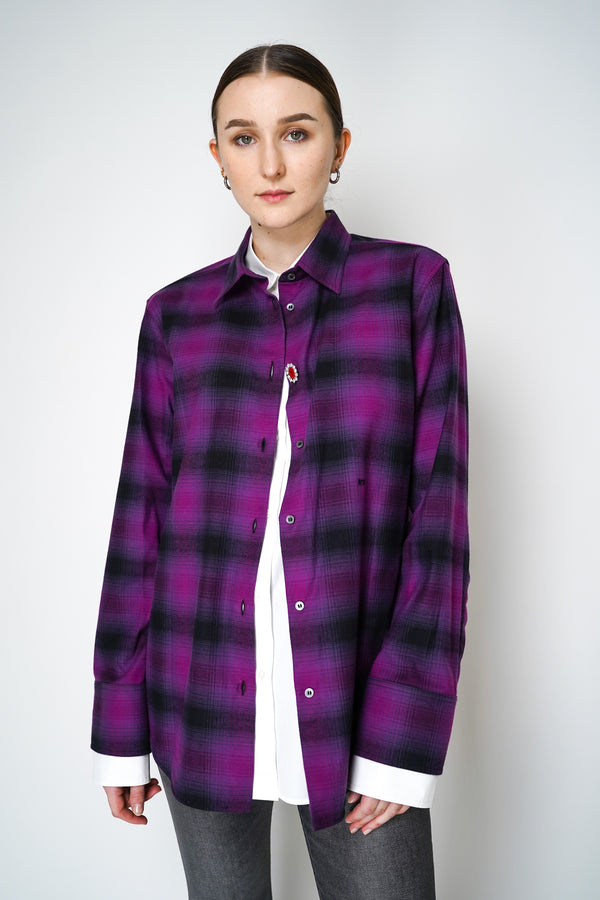 Nº21 Layered Look Plaid Shirt in Black Magenta Vancouver. Shop Online or in Store.