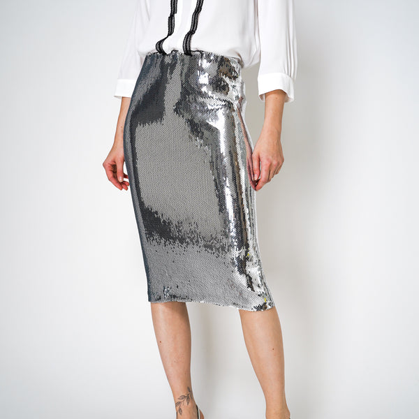 Ivory sequin pencil skirt outlet