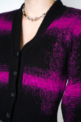 Nº21 Wool Knit Checked Cropped Cardigan in Black Magenta Vancouver. Shop Online or in Store.