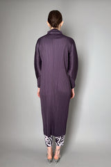 Pleats Please Issey Miyake Monthly Colors: November Coat in Dark Purple- Ashia Mode- Vancouver, BC