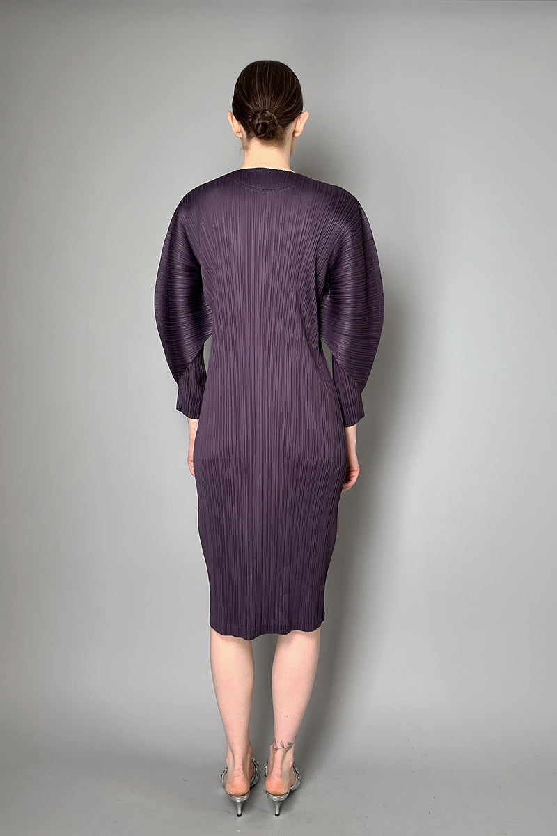 Pleats Please Issey Miyake Monthly Colors: November Dress in Dark Purple- Ashia Mode- Vancouver, BC