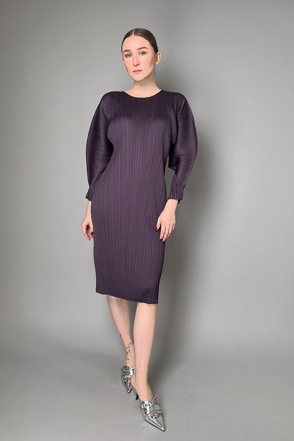 Pleats Please Issey Miyake Monthly Colors: November Dress in Dark Purple- Ashia Mode- Vancouver, BC