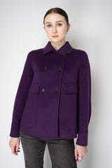 Odeeh A-line Double Breasted Wool Cashmere Jacket in Eggplant Purple Vancouver. Shop Online or in Store.