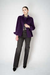 Odeeh A-line Double Breasted Wool Cashmere Jacket in Eggplant Purple Vancouver. Shop Online or in Store.