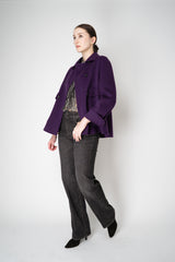 Odeeh A-line Double Breasted Wool Cashmere Jacket in Eggplant Purple Vancouver. Shop Online or in Store.