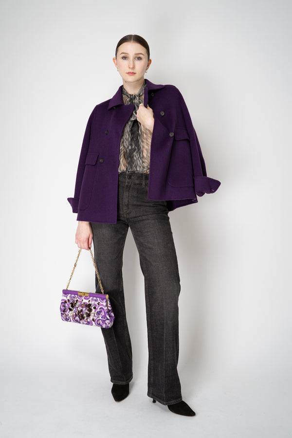 Odeeh A-line Double Breasted Wool Cashmere Jacket in Eggplant Purple Vancouver. Shop Online or in Store.
