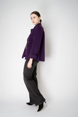 Odeeh A-line Double Breasted Wool Cashmere Jacket in Eggplant Purple Vancouver. Shop Online or in Store.