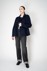 Odeeh A-line Double Breasted Wool Cashmere Jacket in Navy Vancouver. Shop Online or in Store.