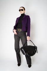Odeeh Cropped Boxy Wool Cashmere Jacket in Eggplant Purple Vancouver. Shop Online or in Store.
