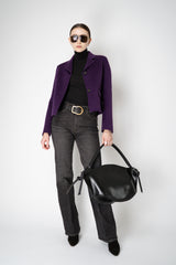 Odeeh Cropped Boxy Wool Cashmere Jacket in Eggplant Purple Vancouver. Shop Online or in Store.