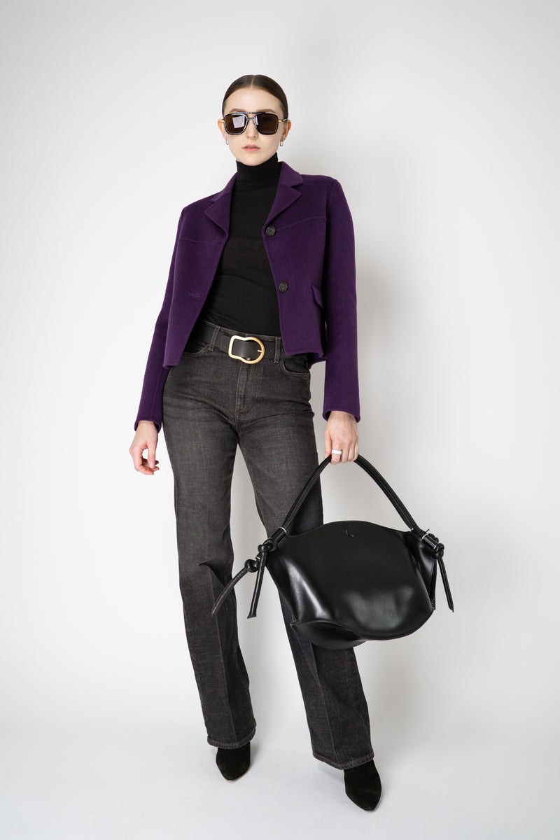 Odeeh Cropped Boxy Wool Cashmere Jacket in Eggplant Purple Vancouver. Shop Online or in Store.