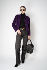 Odeeh Cropped Boxy Wool Cashmere Jacket in Eggplant Purple Vancouver. Shop Online or in Store.