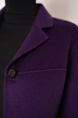 Odeeh Cropped Boxy Wool Cashmere Jacket in Eggplant Purple Vancouver. Shop Online or in Store.