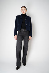 Odeeh Cropped Boxy Wool Cashmere Jacket in Navy Vancouver. Shop Online or in Store.