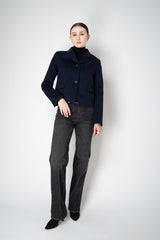 Odeeh Cropped Boxy Wool Cashmere Jacket in Navy Vancouver. Shop Online or in Store.