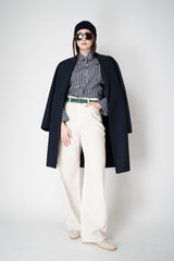 Odeeh Jewel Embellished Multi Stripe Blouse in Navy Mix Vancouver. Shop Online or in Store.