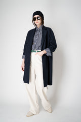 Odeeh Jewel Embellished Multi Stripe Blouse in Navy Mix Vancouver. Shop Online or in Store.