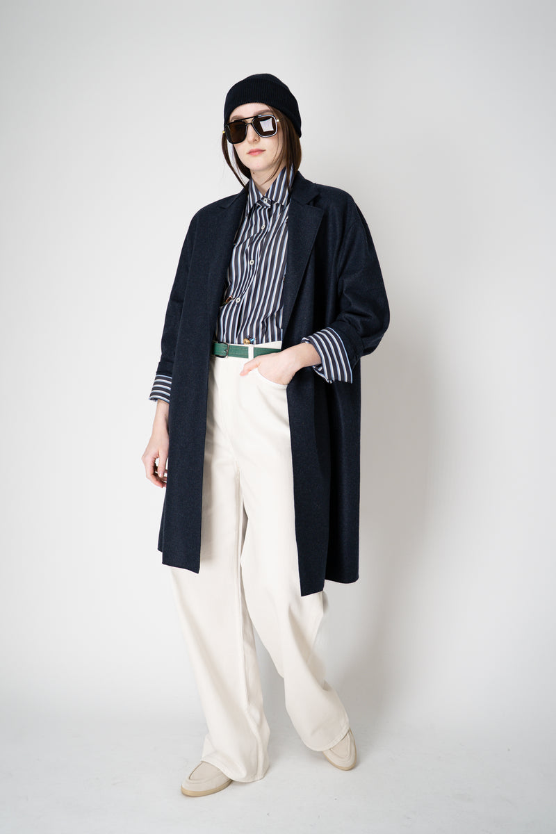 Odeeh Jewel Embellished Multi Stripe Blouse in Navy Mix Vancouver. Shop Online or in Store.