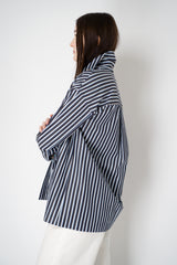 Odeeh Jewel Embellished Multi Stripe Blouse in Navy Mix Vancouver. Shop Online or in Store.