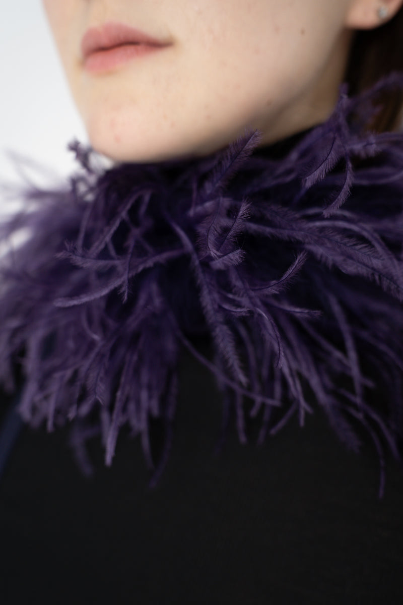 Odeeh Ostrich Feather Tie Collar in Violet Vancouver. Shop Online or in Store.