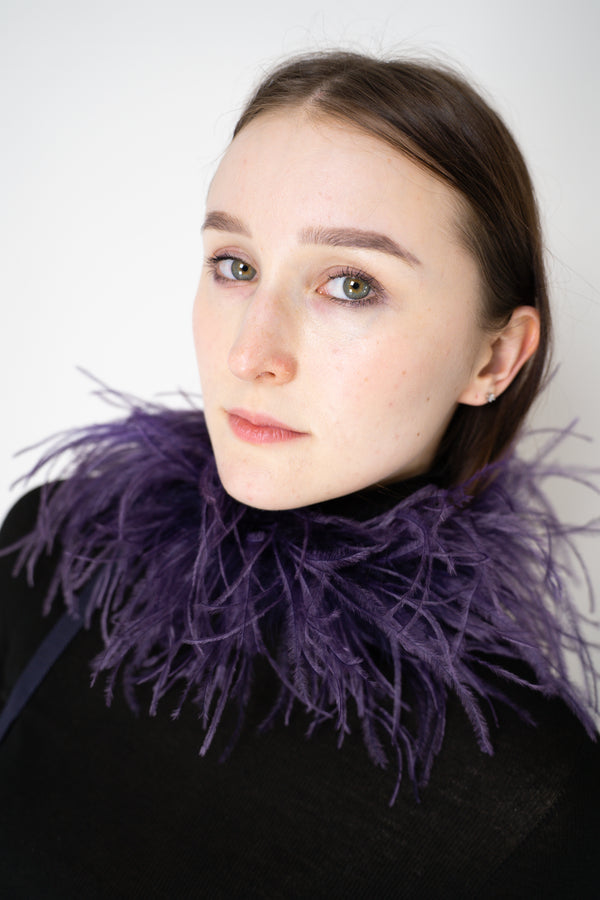 Odeeh Ostrich Feather Tie Collar in Violet Vancouver. Shop Online or in Store.