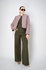 Odeeh Padded Silk Quilted Reversible Jacket in Blue and Green Abstract Floral Print Vancouver. Shop Online or in Store.