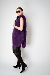 Odeeh Reversible Leather Shearling Vest in Eggplant Purple Vancouver. Shop Online or in Store.