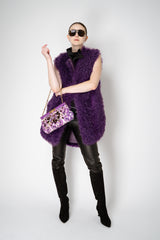 Odeeh Reversible Leather Shearling Vest in Eggplant Purple Vancouver. Shop Online or in Store.