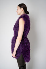 Odeeh Reversible Leather Shearling Vest in Eggplant Purple Vancouver. Shop Online or in Store.