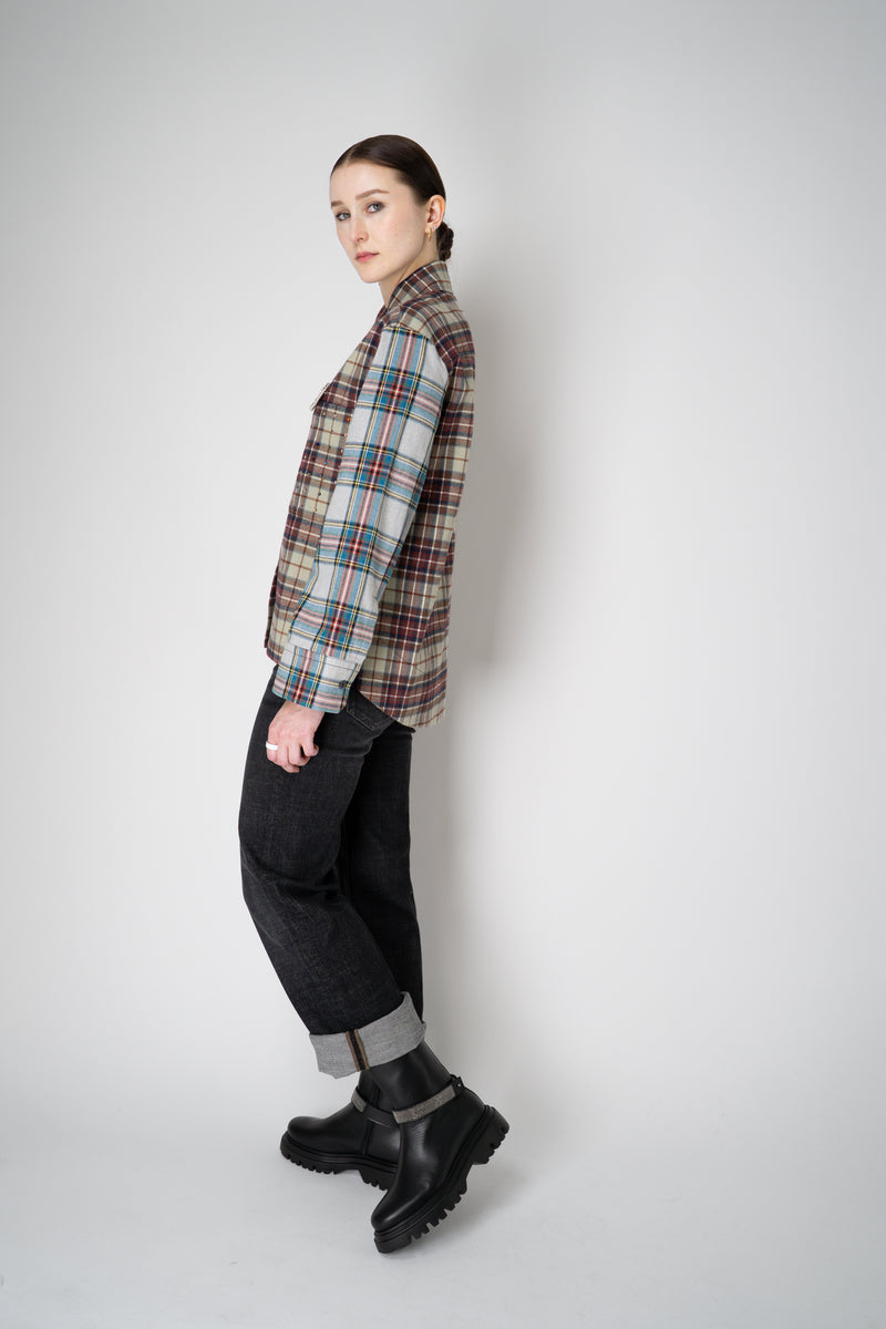 Odeeh Rhinestone Embellished Flannel Top in Multicolour Plaid Vancouver. Shop Online or in Store.