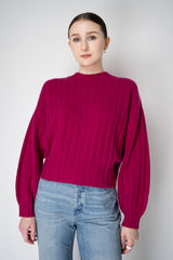 Odeeh Ribbed Knit Cashmere Crew Neck Pullover in Fuchsia Vancouver. Shop Online or in Store.