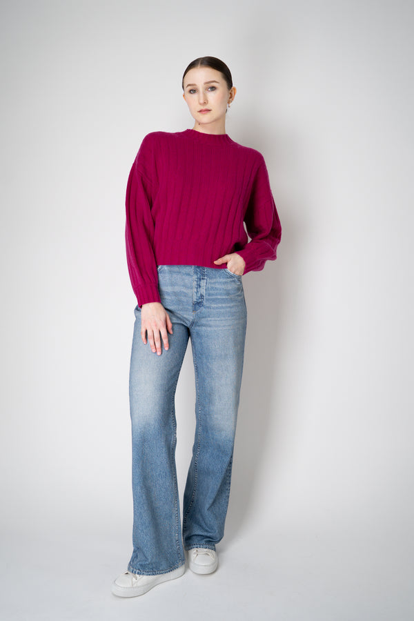 Odeeh Ribbed Knit Cashmere Crew Neck Pullover in Fuchsia Vancouver. Shop Online or in Store.